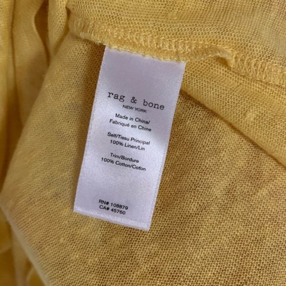 Rag and Bone Yellow Linen-Blend T-Shirt Medium - Picture 7 of 8